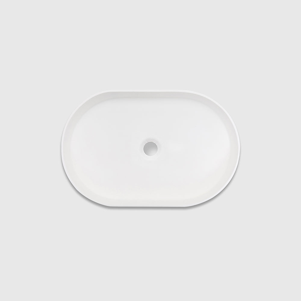 Oval-shaped Above Counter Basin, Solid Surface Acrylic (Matte White)