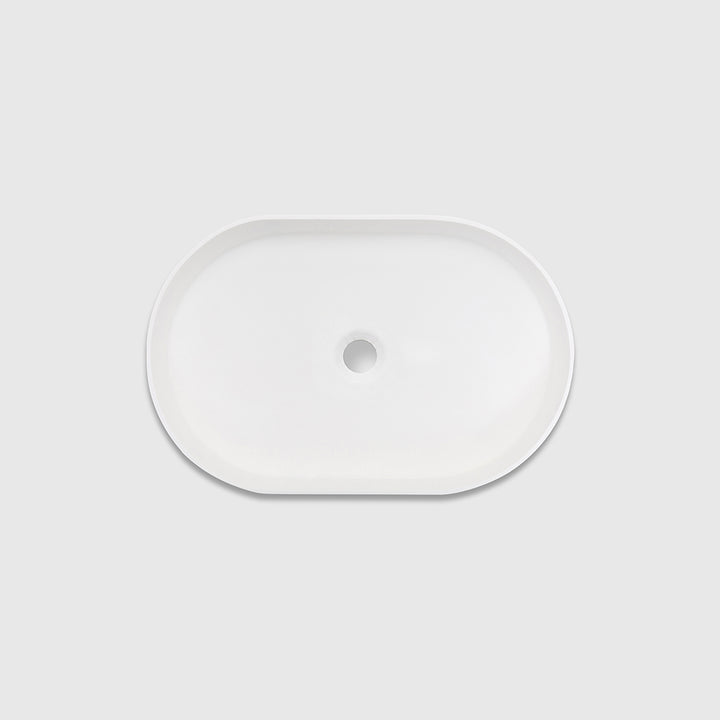 Oval-shaped Above Counter Basin, Solid Surface Acrylic (Matte White)