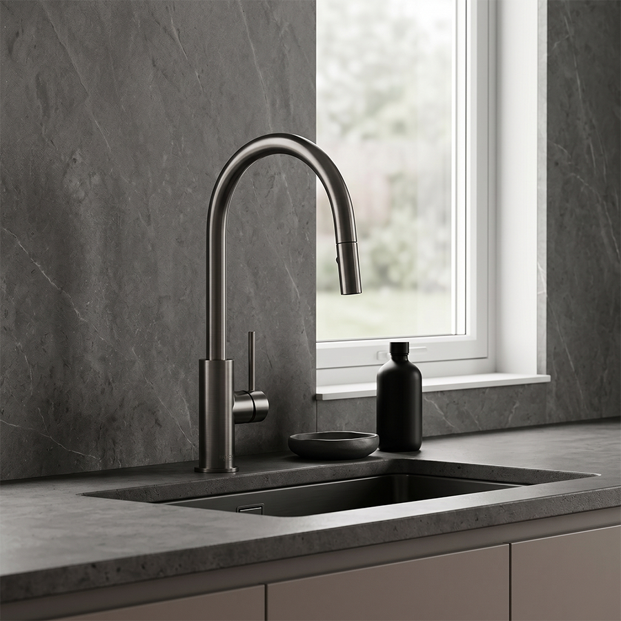 Pull-Out Kitchen Mixer Tap - Gun Metal Brushed
