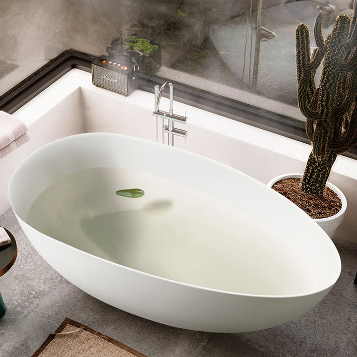 Luxury Egg Shape Freestanding Bath Acrylic Matt White - Fantaci interiors 