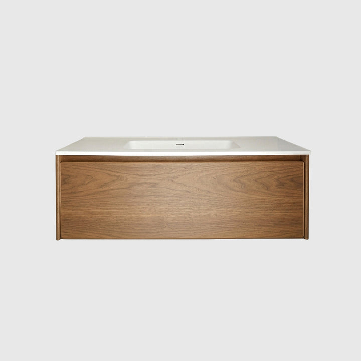 Natural Oak Veneered Bathroom Vanity with Matte White Resin Basin – 1200mm