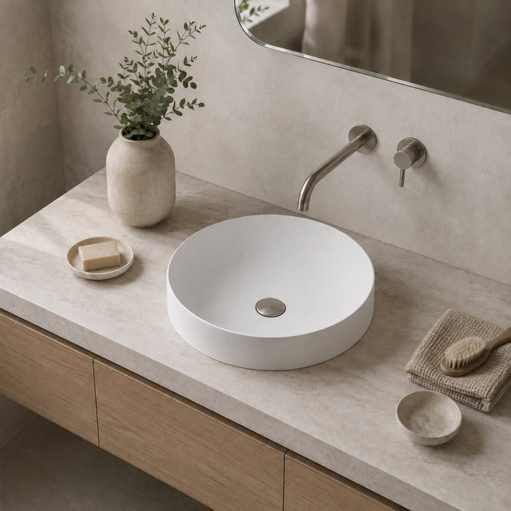 Round Above Counter Basin - Matte White, 450x450x125mm