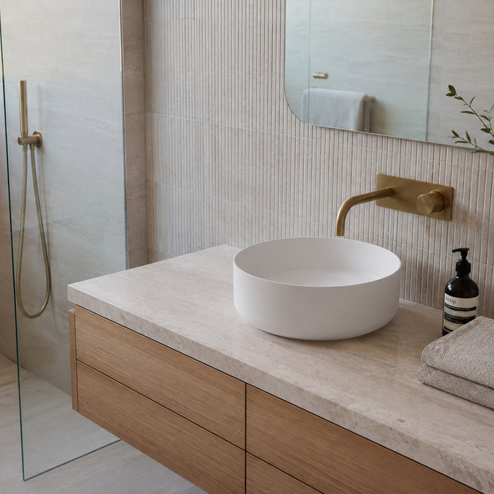 Round Above Counter Top Basin, Solid Surface Acrylic (Matte White)