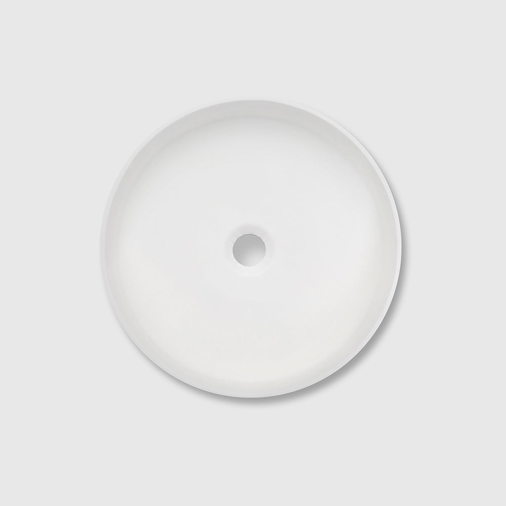 Round Above Counter Top Basin, Solid Surface Acrylic (Matte White)