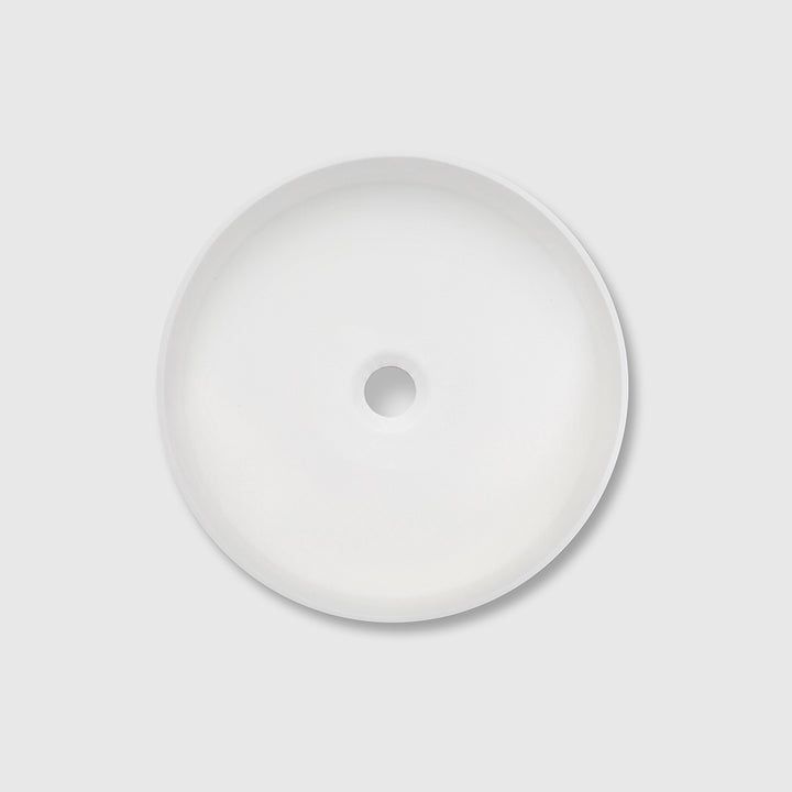 Round Above Counter Top Basin, Solid Surface Acrylic (Matte White)