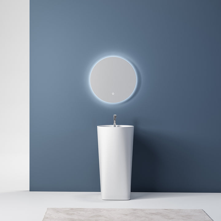 Round Freestanding Pedestal Basin, Solid Surface Acrylic (Matte White)