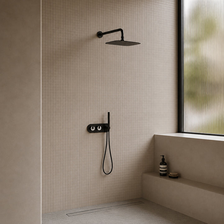 Marble & Brass Shower System Dual Control