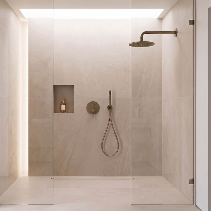 Premium Concealed Shower System in Antique Brass