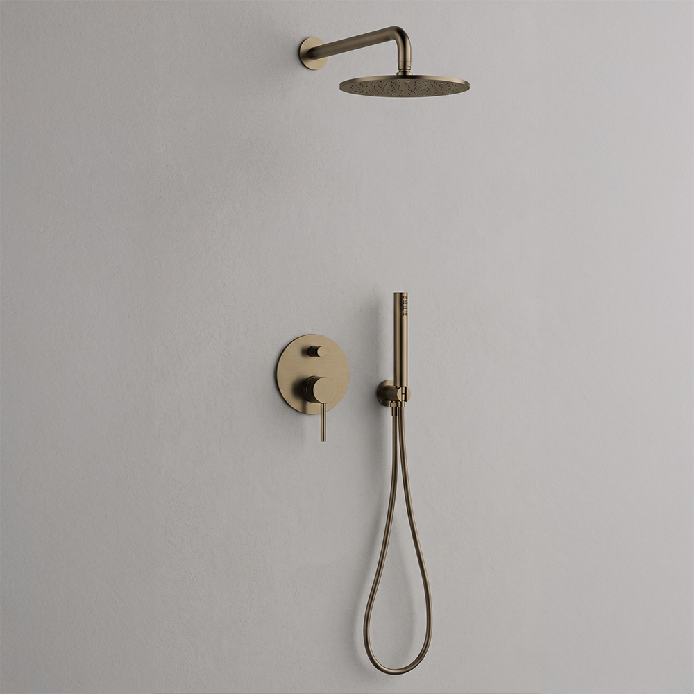 Premium Concealed Shower System in Antique Brass