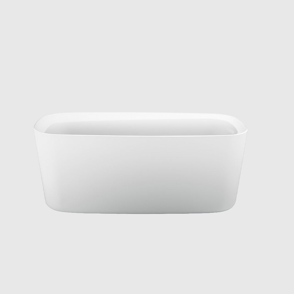 Square Rounded White Acrylic Freestanding Bathtub - Matte White