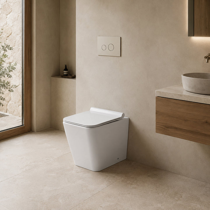 Floor Mounted Toilet Suite with Slim Seat White