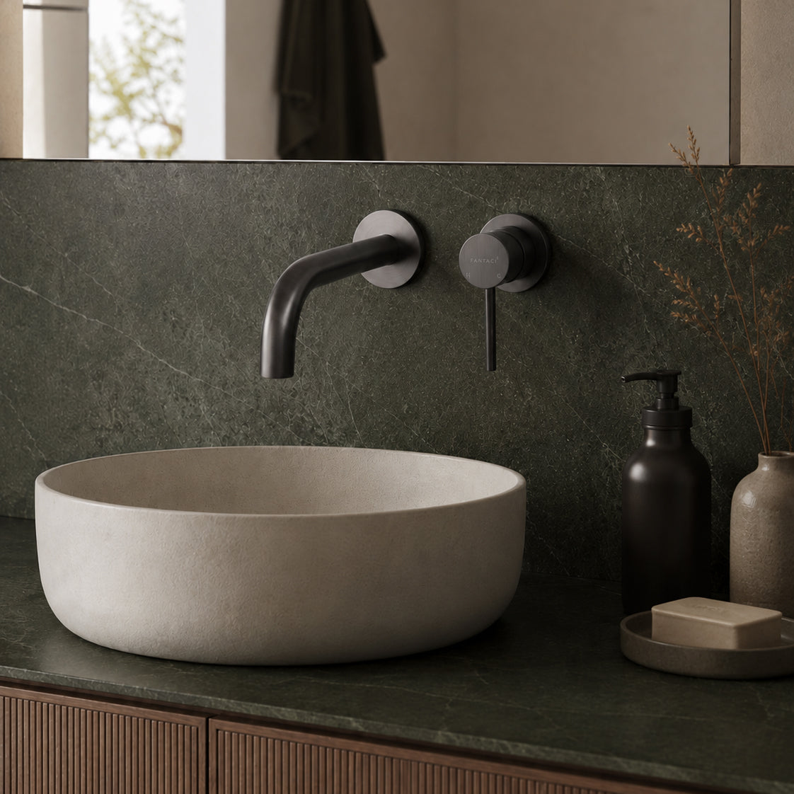 Wall-Mounted Basin Mixer Tap Brushed Gun Metal