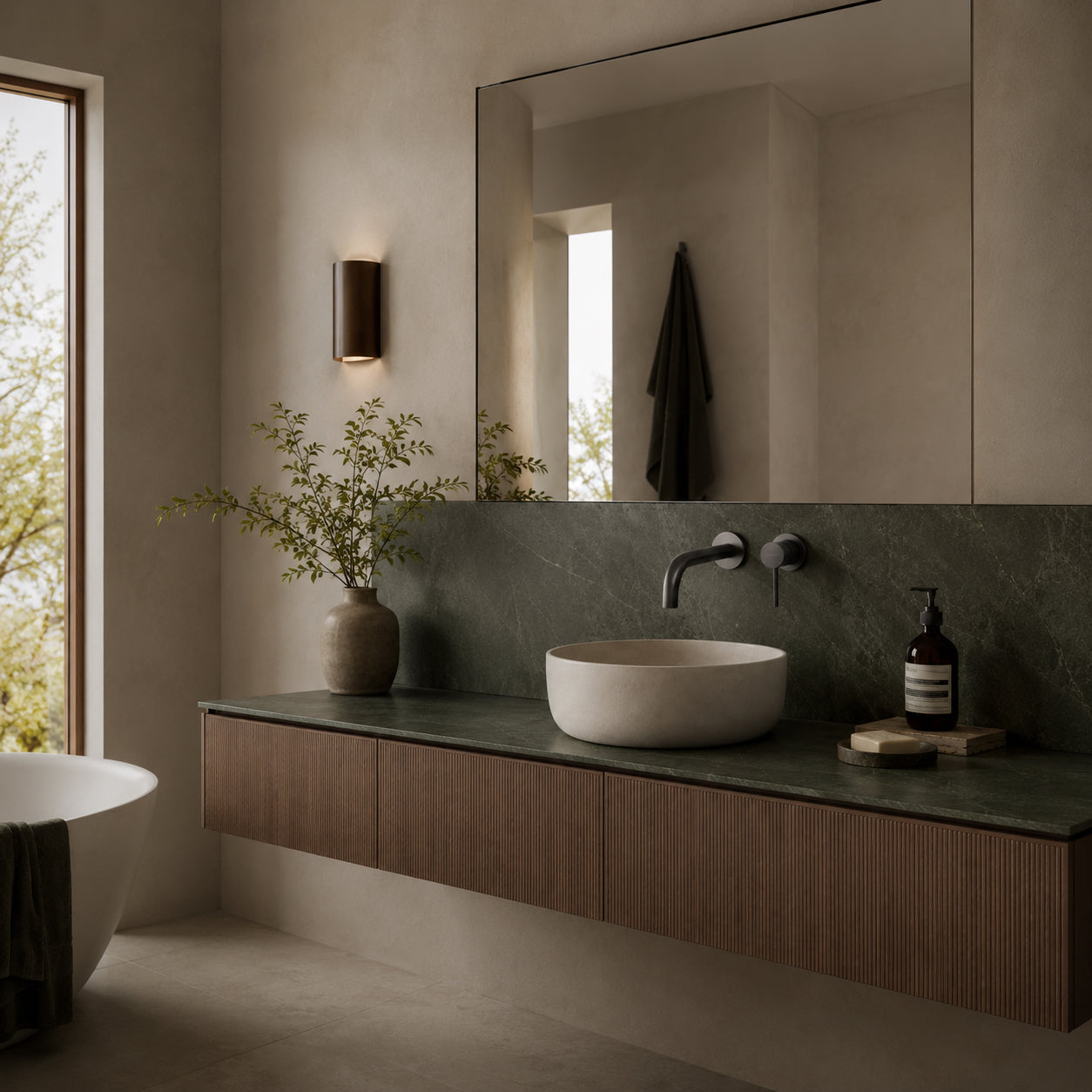 Wall-Mounted Basin Mixer Tap Brushed Gun Metal