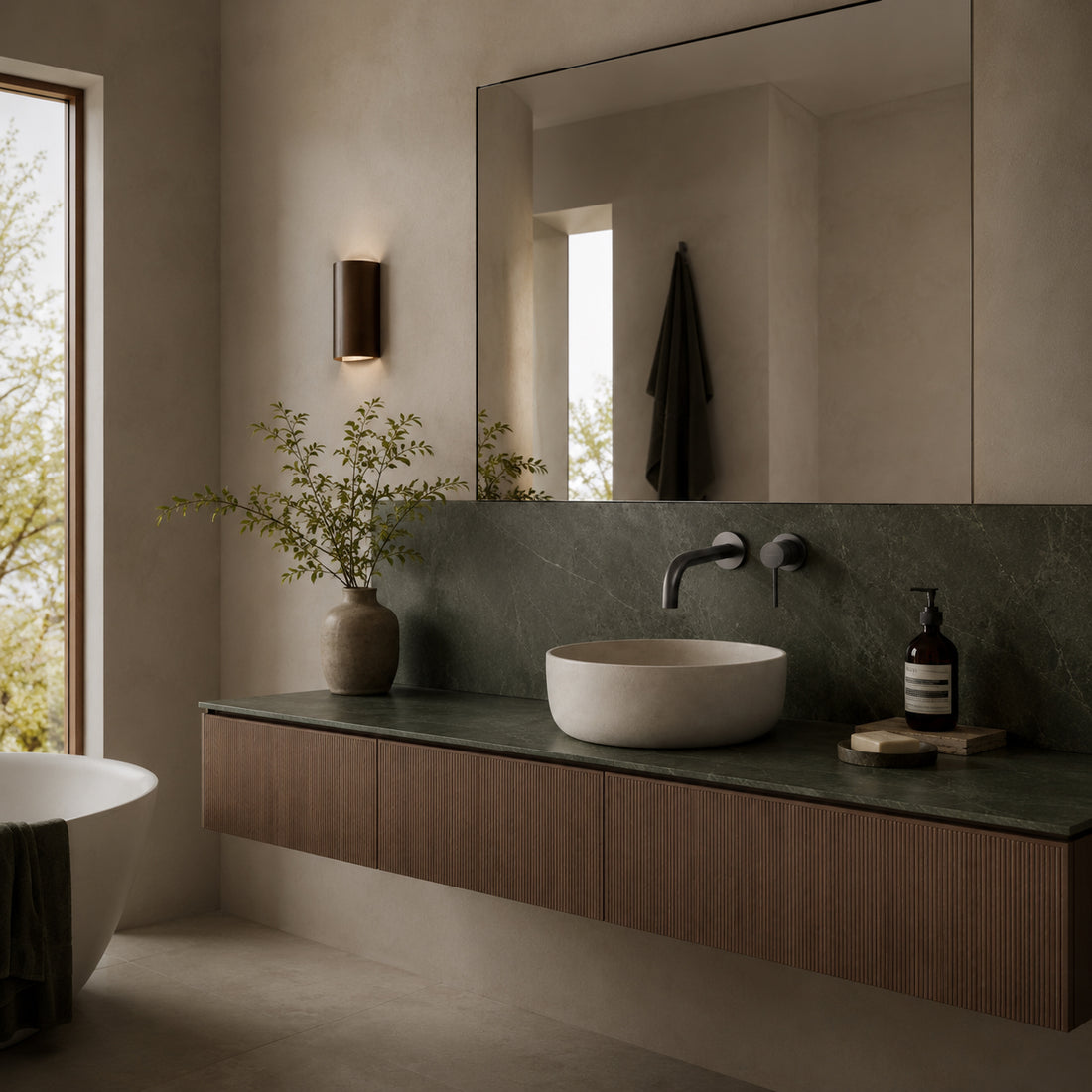 Wall-Mounted Basin Mixer Tap Brushed Gun Metal