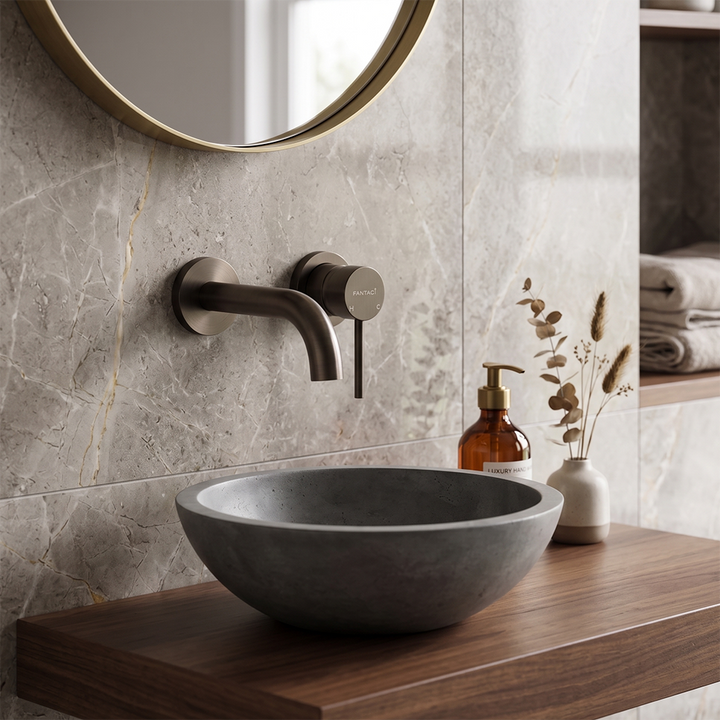 Wall-Mounted Basin Mixer Set in Gunmetal