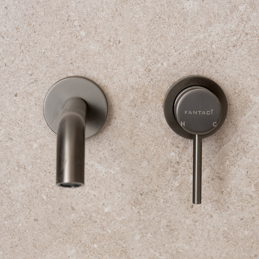 Gun Metal Wall-Mounted Basin Mixer Set