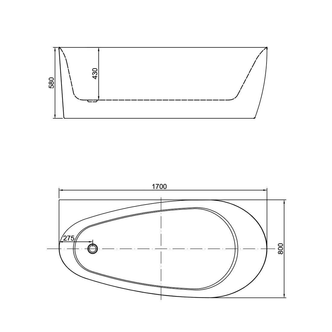 Waterdrop Left Corner Back to Wall Freestanding Bathtub Matt White