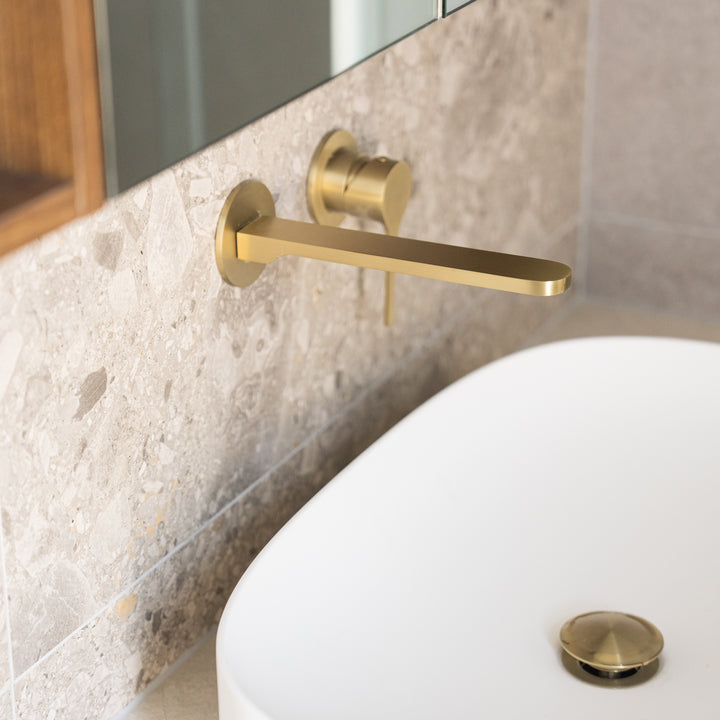 Wall Basin Mixer Tap - Zr Brushed Gold