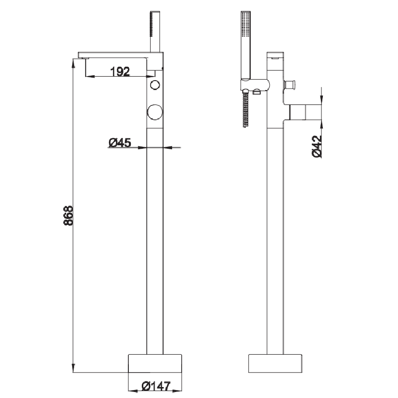 Floor Mounted Bath Filler with Handheld Shower - Fantaci interiors 