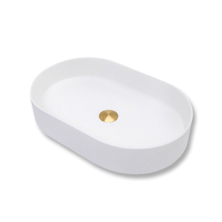 Oval-shaped Above Counter Basin, Solid Surface Acrylic (Matte White) - Fantaci interiors 