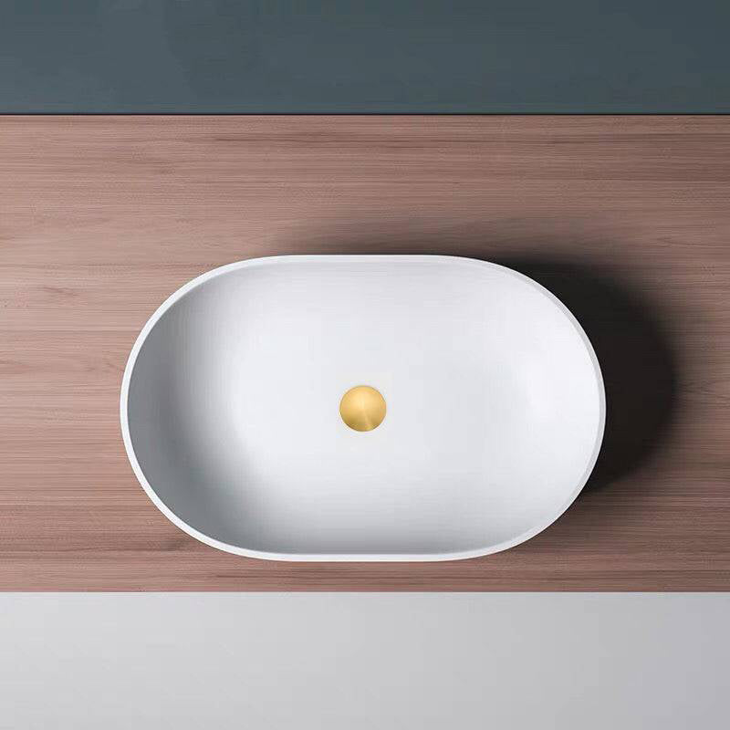 Oval-shaped Above Counter Basin, Solid Surface Acrylic (Matte White) - Fantaci interiors 