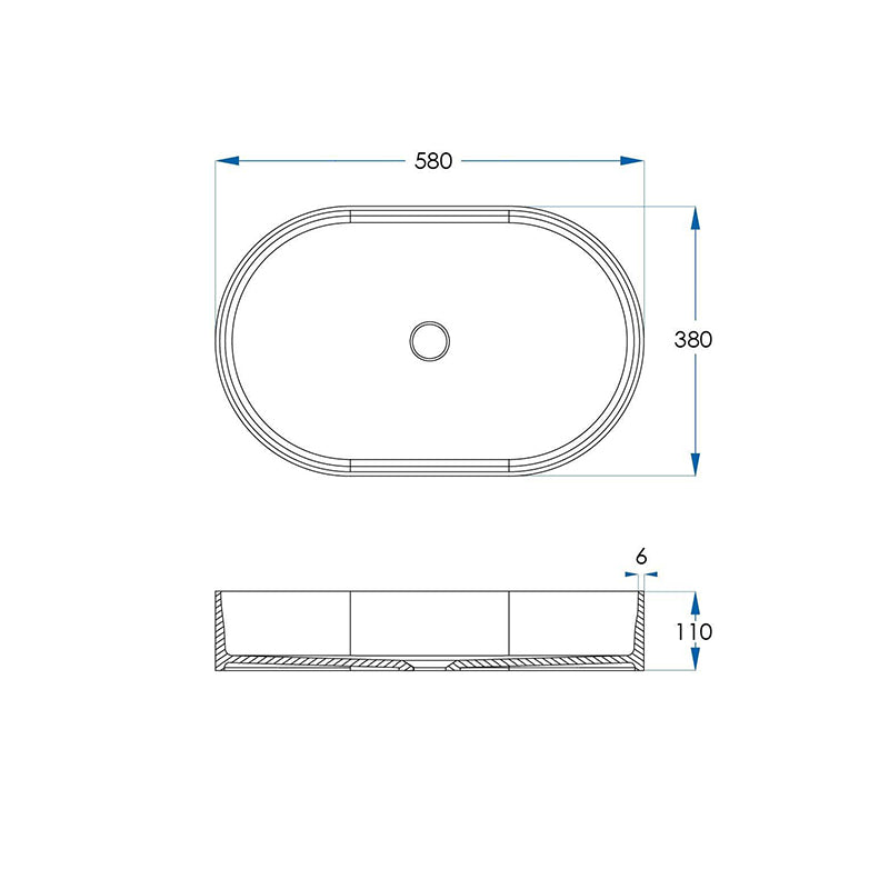 Oval-shaped Above Counter Basin, Solid Surface Acrylic (Matte White) - Fantaci interiors 