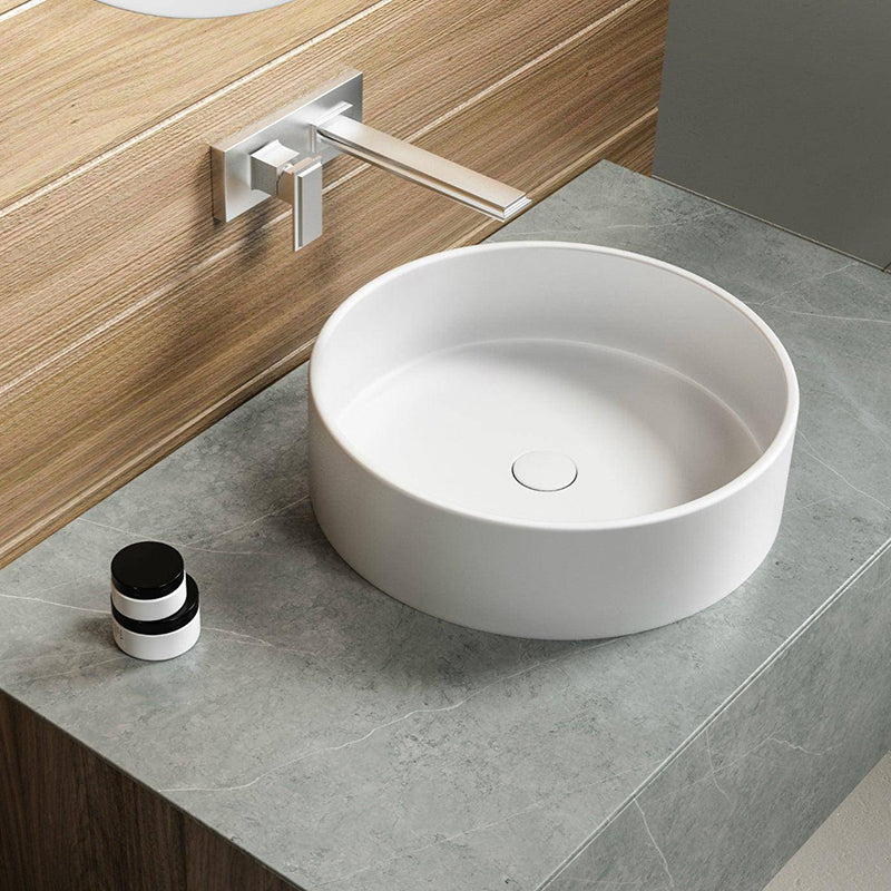 Round Above Counter Top Basin, Solid Surface Acrylic (Matte White) - Fantaci interiors 