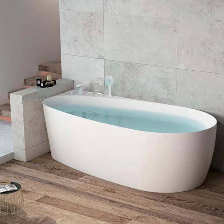 Waterdrop Left Corner Back to Wall Freestanding Bath Matt White - Fantaci interiors 