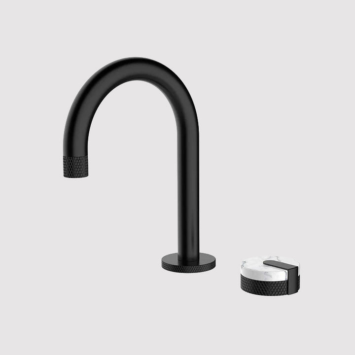 Matte Black Basin Mixer with Marble Handle