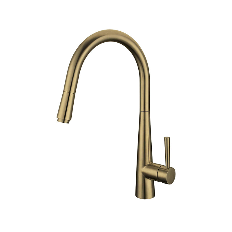 Brushed Brass Kitchen Faucet with Pull-Out Sprayer - Fantaci interiors 