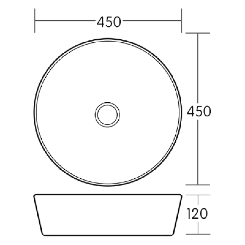 450mm Round Above Counter Basin – Matte Grey - Fantaci interiors 