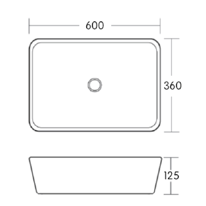 Retangular Above Counter Basin – Matt Brown - Fantaci interiors 