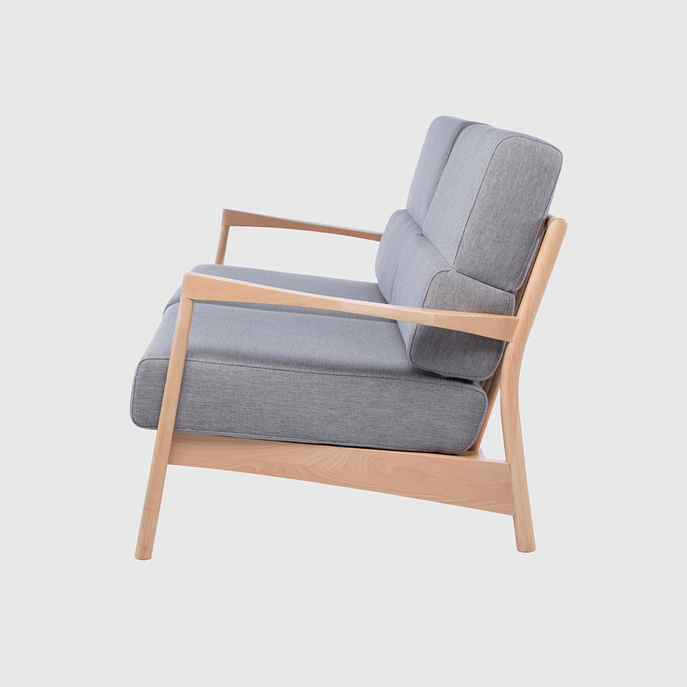 Nara 2 Seater Sofa – Solid Oak & Grey