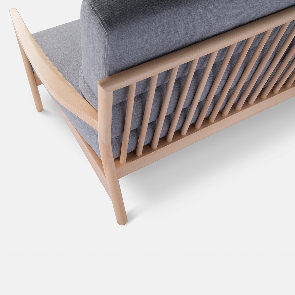 Nara 2 Seater Sofa – Solid Oak & Grey