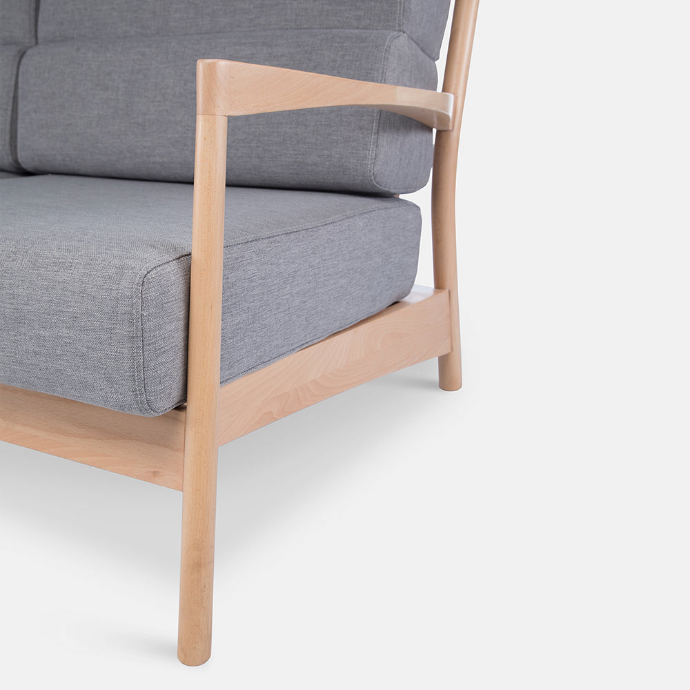 Nara 3 Seater Sofa – Solid Oak & Grey