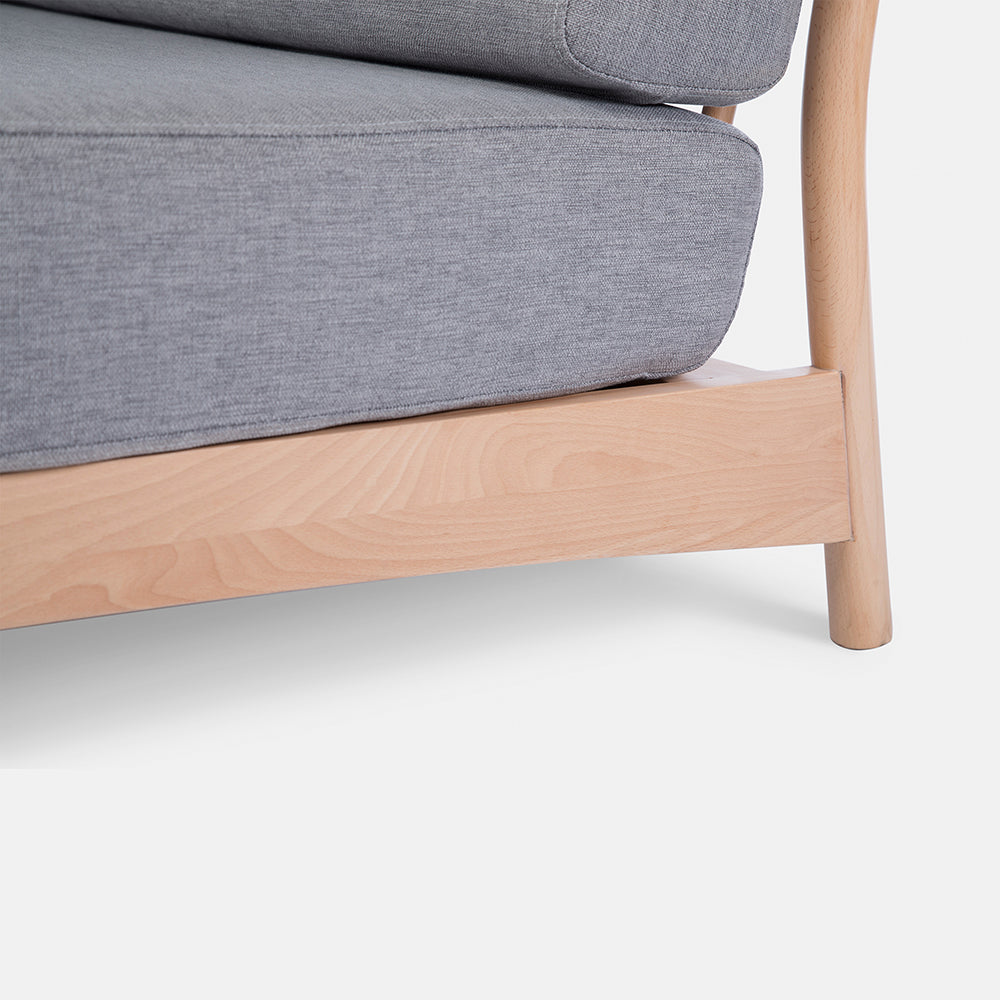 Nara 3 Seater Sofa – Solid Oak & Grey