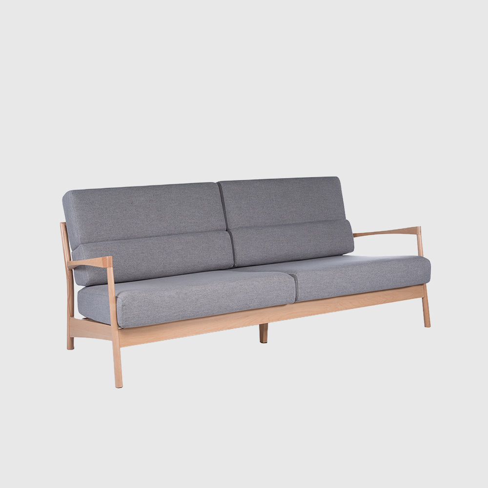 Nara 3 Seater Sofa – Solid Oak & Grey